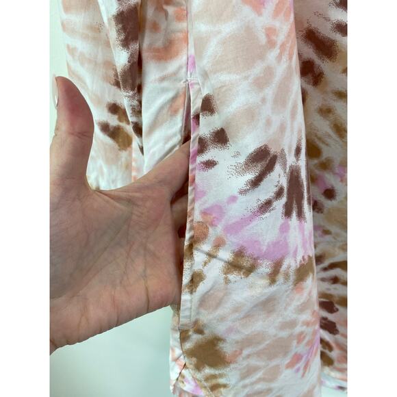Lands End Cotton A-Line Long Sleeve Button Up Tunic Top Pockets Sz XL 18 Tie Dye - Picture 4 of 10
